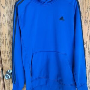 Adidas Blue Hoodie with Black Stripes